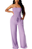 purple Fashion Casual Solid Sleeveless Wrapped Jumpsuits