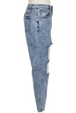Серый джинсовый модный повседневный пэчворк для взрослых с дырками старая стирка шить плюс размер