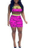purple Fashion Sexy Print Two Piece Suits pencil Sleeveless Two Pieces