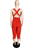 Red Fashion Sexy Solid Patchwork Sleeveless V Neck 