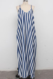 Blu moda sexy nero blu rosa cinturino per spaghetti senza maniche scollo a V Swagger abiti a righe lunghi fino al pavimento