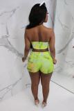 Yellow Casual Fashion Tie Dye backless crop top Hole Skinny