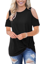 Black O Neck Short Sleeve Solid Tees & T-shirts