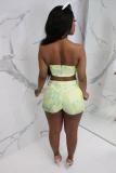 Yellow Casual Fashion Tie Dye backless crop top Hole Skinny
