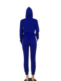 Royal blue Drawstring Mid Solid pencil  Two-piece suit