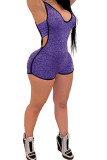 purple Fashion street Solid Sleeveless V Neck Rompers
