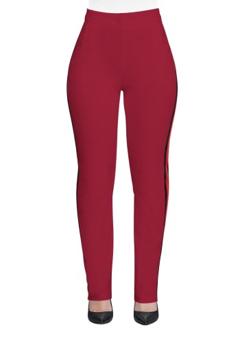 Pantalones de peso medio rectos casuales activos de retazos rojos