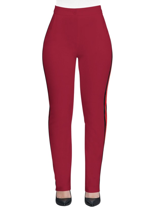 Pantalon droit décontracté actif patchwork plat rouge d'épaisseur moyenne