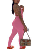 Pink Fashion Sexy Solid Sleeveless V Neck Jumpsuits