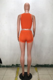 Arancione Sexy Moda Solid Patchwork Skinny Senza Maniche