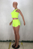 Vert fluo Sexy Mode Solide Patchwork Maigre Sans Manches