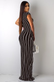 purple Sexy adult Fashion Cap Sleeve Sleeveless Wrapped chest Asymmetrical Floor-Length Striped P