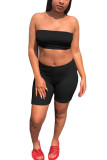 Black Fashion Active adult Ma'am Solid Two Piece Suits pencil Sleeveless Two Pieces