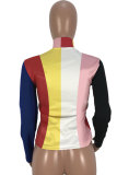 Multi-color O Neck Long Sleeve Print Patchwork