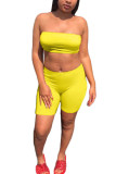 Yellow Fashion Active adult Ma'am Solid Two Piece Suits pencil Sleeveless Two Pieces