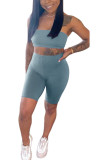 Grey Fashion Active adult Ma'am Solid Two Piece Suits pencil Sleeveless Two Pieces