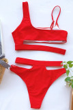 Estampado de retazos de nailon rojo, top corto liso sin espalda, con capucha, a la moda, bañadores sexis para adultos