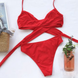 Roter Nylon-Patchwork-Zweiteiler Mode für Erwachsene Europa und Amerika Ma'am Swimwears