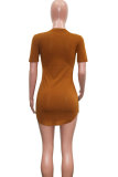 Оранжевая мода, повседневная черная юбка с короткими рукавами для взрослых и круглым вырезом, ступенчатая юбка с мини-принтом, лоскутные платья с персонажами