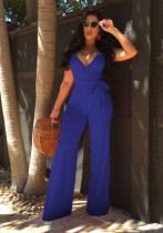 Kungsblå Backless Solid Fashion sexiga Jumpsuits & Rompers