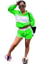 Green Sexy Fashion Solid Patchwork Straight Two-Piece Short Set