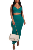Gelbe Mode Sexy Erwachsene Ma'am Solid Two Piece Suits Pencil Sleeveless Two Pieces