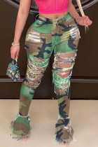 Camouflage Mode Casual Hole tofs Plus Size
