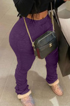 purple Fashion Casual adult Ma'am Solid Draped Draped Plus Size