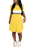 Yellow Fashion Active volwassen mevrouw O Neck Patchwork Solid Stitching Plus Size