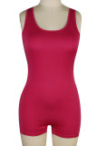rose red Sexy Fashion zipper Solid Backless Sleeveless Slip 