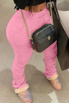 Pink Fashion Casual adulto signora Solid Drappeggiato drappeggiato Plus Size