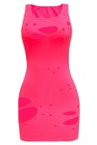 ピンクファッションセクシーカジュアルOネックプリントソリッドプラスサイズ