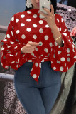 Red Fashion Casual volwassen mevrouw O Neck Dot Plus Size