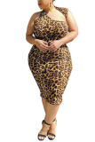 Леопардовый принт, модный сексуальный асимметричный воротник для взрослых, мэм, асимметричный воротник с леопардовым принтом, большие размеры