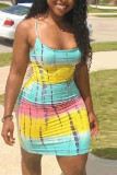 Green Fashion Sexy adult Ma'am Slip Print Gradient Stripe Plus Size