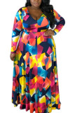 Многоцветный модный повседневный ремень для взрослых с V-образным вырезом в стиле пэчворк и принтом, большие размеры