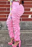 Pink Fashion Casual Erwachsene Ma'am Solid Plus Size