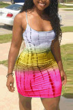Yellow Fashion Sexy adult Ma'am Slip Print Gradient Stripe Plus Size