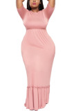 Розовый модный сексуальный взрослый с круглым вырезом в стиле пэчворк, сплошной шов, большие размеры