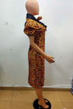 Nylon negro moda adulto señora calle bufanda cuello Patchwork estampado asimétrico contraste color costura de talla grande