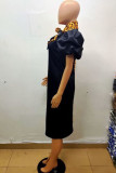 Nylon negro moda adulto señora calle bufanda cuello Patchwork estampado asimétrico contraste color costura de talla grande