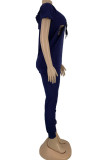 Königsblauer, modischer, aktiver Ma'am-Anzug für Erwachsene mit Kapuze, fester Ausbrenner-Zweiteiler mit Nähten in Übergröße