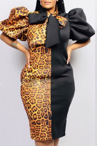 Black Nylon Fashion adult Ma'am Street Scarf Collar Patchwork Print asymmetrical contrast color Stitching Plus Size 