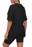 黒ファッションカジュアル大人ブラックグリーンピンクキャップスリーブ半袖 O ネックステップスカートミニプリントパッチワークキャラクタードレス