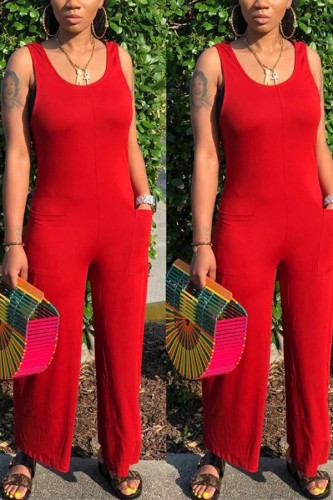 Röd Mode Sexig vuxen Ma'am O Neck Solid Plus Size
