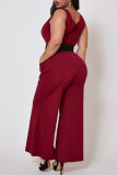 Red Fashion Sexy adult Ma'am O Neck Solid Plus Size