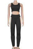 Black Active Solid pencil Sleeveless Two Pieces