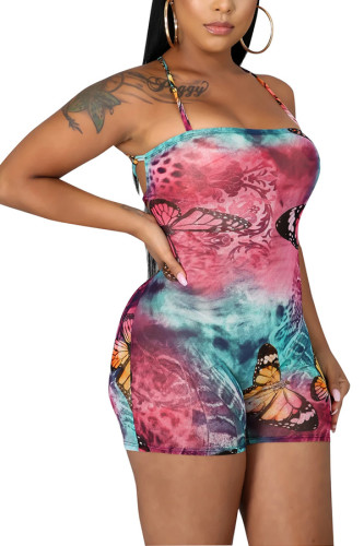 Pink Fashion Casual Print Slip Rompers