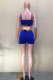 Blue OL Patchwork Solid backless HOLLOWED OUT Straight Sleeveless Two Pieces