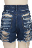 Preto Azul Claro Azul Escuro Jeans Zipper Fly Lavagem Mid Hole Calções retos com zíper Calças inferiores